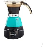 IMUSA 3 or 2 Cup Electric Espresso Maker with Cool-touch Handle, Teal | Detachable Base with Cool-touch Handle, Visual Brewing Indicator, Brews 3 or 2 Cups (1.5 Oz Each), Ideal for Cuban Coffee