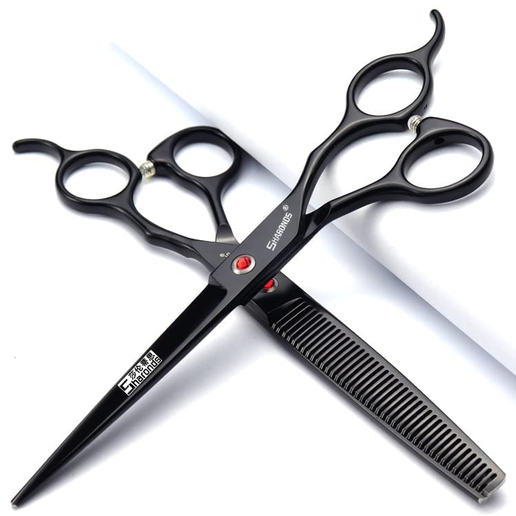 6.5/7/7.5 Zoll Schere Set Salon Professional Friseur Haar Schneiden und Ausdünnen Friseur Spezialschere 440C Edelstahl (7 inches, 2 Pieces)