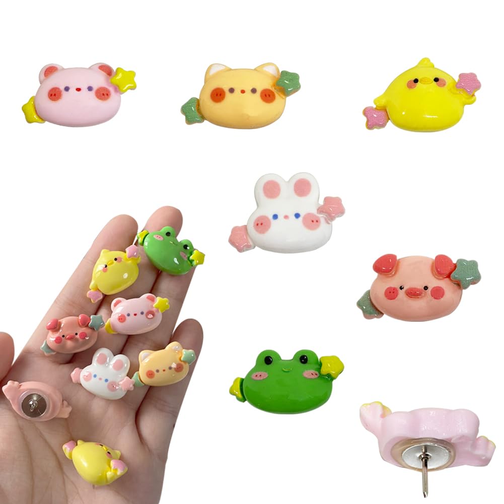 Photo 1 of 30 pcs Animal Push Pins Cute Mini Animal Push Pin Thumb Tacks Decorative Push Pin for Cork Board, Bulletin Board, Photo Wall, Map Office