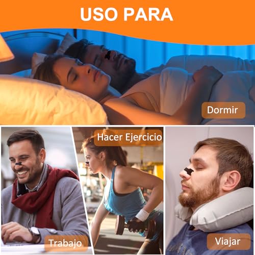 Tiras Nasales Antironquidos - 120 Nasal Strips para Alivio Instantáneo de la Congestión, Mejor Respiración y Sueño, Ideales para Deporte, Mejoran la Oxigenación - Hipoalergénicas y Seguras para la Piel (Negras)