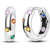 Parmuz 925 sterling Silver Huggie hoop earring for woman Post Pave Cubic Zirconia Cuff Small Hoop Chunky Earrings Hypoallergenic Jewelry Gift