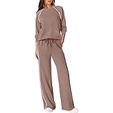 Sampeel Women 2 Piece Lounge Sets Sweatsuit Fall Outfits Matching Wide Leg pants Set Tracksuit Trendy Clothes