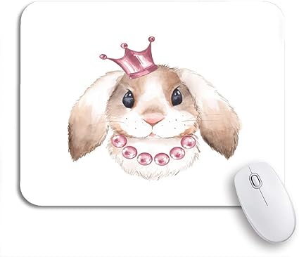Amazon Rosecny 可愛いマウスパッド ピンクの女の子のウサギと王冠の水彩ビーズファームプリンセスノンスリップラバーバッキングコンピュータのマウスパッドノートブックマウスマット Rosecny マウスパッド 通販