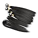 Hair Extensions Straight Hair Bundles with Closure Synthetic Hair 4 bundles Weave Natural Black Color (10'' 12'' 14'' 16'')