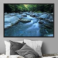 Framed Canvas Wall Art Forest Rivers Group Multicolor Nature Photography Realism Relax/Calm - 16x24 inches