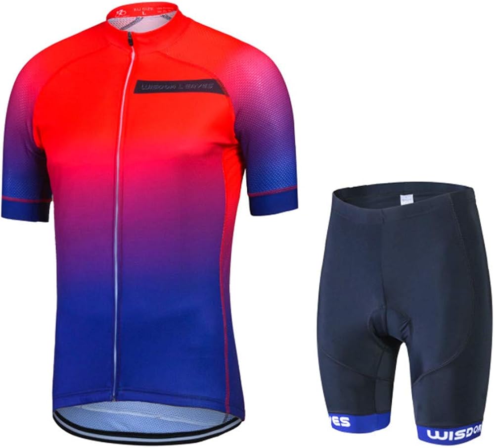 Men's Cycling Jersey Set Short Sleeve MTB Jersey Road Bike Clothing Shirts Shorts with 3D Padded Outdoor Riding Sportswear: Clothing