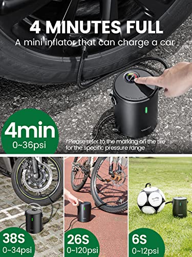 YANTU Portable Air Compressor Tire Inflator for Car tires, Wired Electric Car Air Pump, 12.6V DC Auto Tire Pump for car, Bed, Ball, and Other Inflatables(Black)