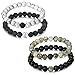 ORAZIO 4Pcs 8mm Beaded Distance Bracelet Natural Stone Couple Lover Relationship Bracelets Elastic