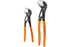Klein Tools D5052BKIT 2-Piece Adjustable Pliers, Quick-Adjust Klaw Pump Pliers Set, 7-Inch and 10-Inch, Compact Design with V-Jaw and Hardened Teeth for Maximum Torque