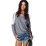 Willtoo® Womens Sexy Lace Splice Long Sleeve Shirt Blouse