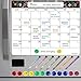 Magnetic Calendar for Refrigerator, Dry Erase Calendar, Large Magnetic White Board Monthly Planner, Stain Resistant Whiteboard Calendar-Grocery List Organizer with 7 Fine Tip Markers-17.5''x 13.5''
