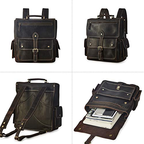 BRASS TACKS Leathercraft Crazy Horse Genuine Leather Rucksack Backpack