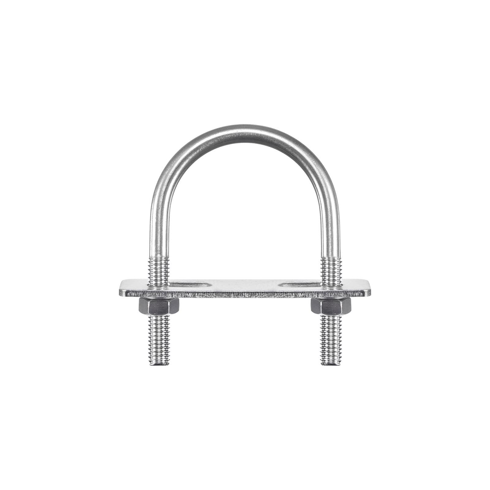TA-VIGOR 6 sets M8 Round U-Bolts, 51mm Inner Width 75mm Length 304 Stainless Steel U-Bolts with Nut, Plate for Attaching Piping Conduit Cable Tube Brackets Boat Trailer