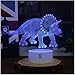 Dinosaur Illusion Night Light for Kids Birthday Gifts Optical Desk Lamp Table Touch Nursery Triceratops Walking Animals Party Western Children Room Decor 7 color Changing USB Crackle New Year Noew You