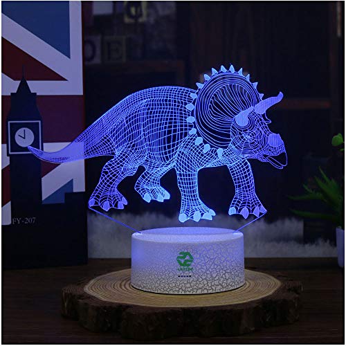 Dinosaur Illusion Night Light for Kids Birthday Gifts Optical Desk Lamp Table Touch Nursery Tricerat Dinosaur Illusion Night Light for Kids Birthday Gifts Optical Desk Lamp Table Touch Nursery Tricerat