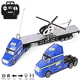 RC Truck 1:15 Scale Radio Remote Control Transporter Big Rig Semi Truck Super Duty Mighty Tractor Trailer with Lights & Sounds, Battery Operated RC Full Cargo Carrier, Great Gift for Kids