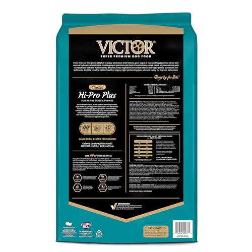 VICTOR Super Premium Dog Food &ndash; Hi-Pro Plus Dry Kibble &ndash; High Protein Dog Food with 30% Protein &ndash; Beef, Chicken, Pork, Fish Meals, Gluten Free - for High Energy and Active Dogs & Puppies, 40lbs