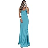 CAZSXIS Satin Bridesmaid Dress for Women Spaghetti Straps Slit Prom Dress Formal Summer Maxi Dress