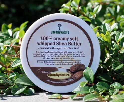 SheaByNature 100% Creamy Soft whipped Unrefined Supreme Shea Butter Enriched with Shea Olean 250g. Soft and creamy, Rich in Natural Vitamins.