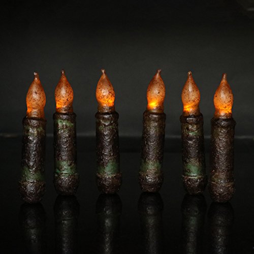 Wax Taper Candles Flameless Pillar Short Amber Flickering Yellow Dipped LED Flame Decorative Battery Operated for Church Wedding Christmas Candlelit Dinner-Batteries Not Included(10pcs)