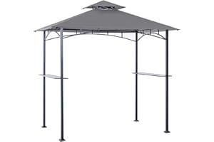 Grill Gazebo Replacement Roof - ABCCANOPY 5x8 Double Tiered BBQ Canopy Top Cover, Outdoor Grill Tent Roof for #L-GZ238PST-11 (Gray)