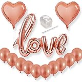 Bachelorette Party Decorations Rose Gold Love Balloons Set - Perfect for Bridal Shower, Wedding Decor and Engagement Parties Supplies - Large 32 Inch Mylar Letter Balloons Photo Booth Props