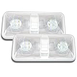 Leisure LED 2 Pack RV LED Ceiling Double Dome Light Fixture with ON/Off Switch Interior Lighting for Car/RV/Trailer/Camper/Boat DC 11-18V Natural White (Natural White 4000-4500K, 2-Pack)