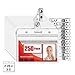 Mifflin-USA Horizontal Plastic Card Holder with Metal Clip and Vinyl Straps (Clear, 3.5x2.25 Inch, 250 Pack), Waterproof PVC ID Name Badge Holder with Clip