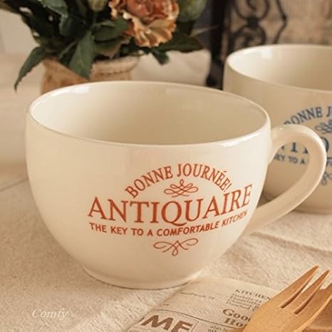 Amazon Co Jp 北欧雑貨 アンティケール 大きな マグカップ ブラウン スープマグ 北欧 アンティーク調 ホーム キッチン