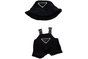 QIAPU Clothes for Doll(NO Doll) - Hat & Overalls Set , Premium Outfit with Accessories, Stylish Clothes for Doll (Style Black)