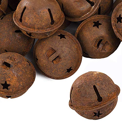 IDOXE Rusty Jingle Bells 1.2" Bulk Metal Star Decorative Cutout Craft Bell for Christmas Winter Holiday Season Decor Rustic Country Craft Supplies (10pcs)