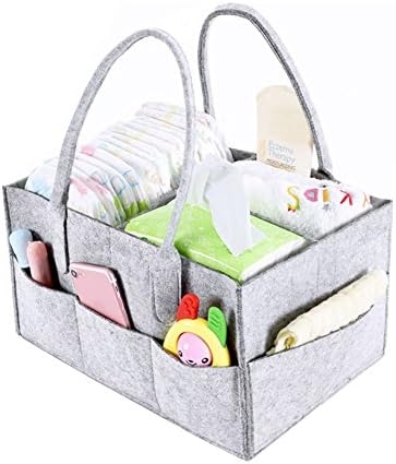 Baby Diaper Caddy Nursery Diaper Tote Bag - Large Portable Car Travel Organizer - Boy Girl Diaper Storage Bin for Changing Table | Baby Shower Gift Basket | Newborn Registry Must Haves