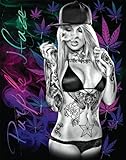 Daveed Benito Purple Haze Sexy Pin-Up Girl Smoking Drug Art Postcard Poster Print 11x14