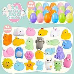 JOYIN 24 PCS Easter Eggs with Animal Mochi Squishy