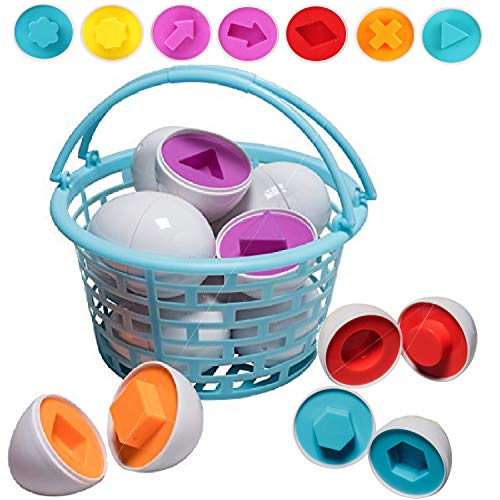 Prextex Easter Eggs Educational Shaped Puzzle in a Basket (12 Pack) Clever Matching Eggs