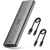 SSK NVMe SATA SSD Enclosure, Tool-Free M.2 NVME to USB Adapter USB C 3.2 Gen 2 10Gbps 6Gbps SATA M-Key / B+M Key External SSD Reader with UASP Trim, for 2230 2242 2260 2280 SSDs