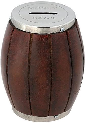 Antique Inspired Barrel Shaped Wooden Money Holder Coin Bank 4 inch for Kids by Tizil handicraft