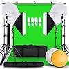 SH 2.6M x 3M/8.5ft x 10ft Background Support System and 4 x 85W 5500K Bulbs, Umbrellas Softbox Continuous Lighting Kit…