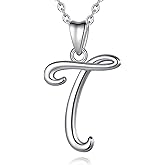 EUDORA Sterling Silver Initial Necklaces for Women, Classic 26 Letter Neckless Gifts for Girls, Sister, Mother Daughter, 18 inch Chain
