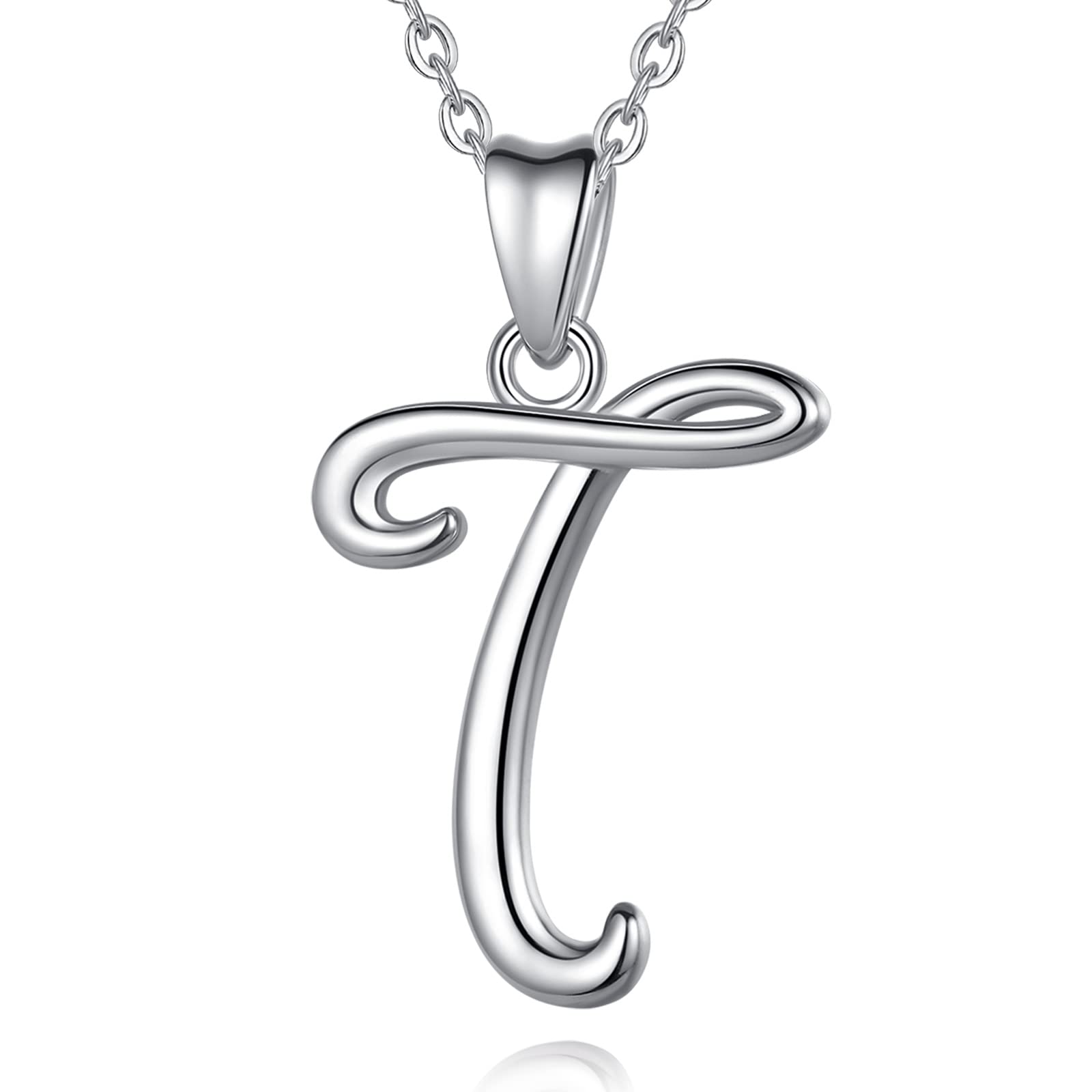 Eudora 925 Sterling Silver 26 Letter Alphabet Initial Personalised Pendant Necklace for Women Ladies Girls,18inch — image 1