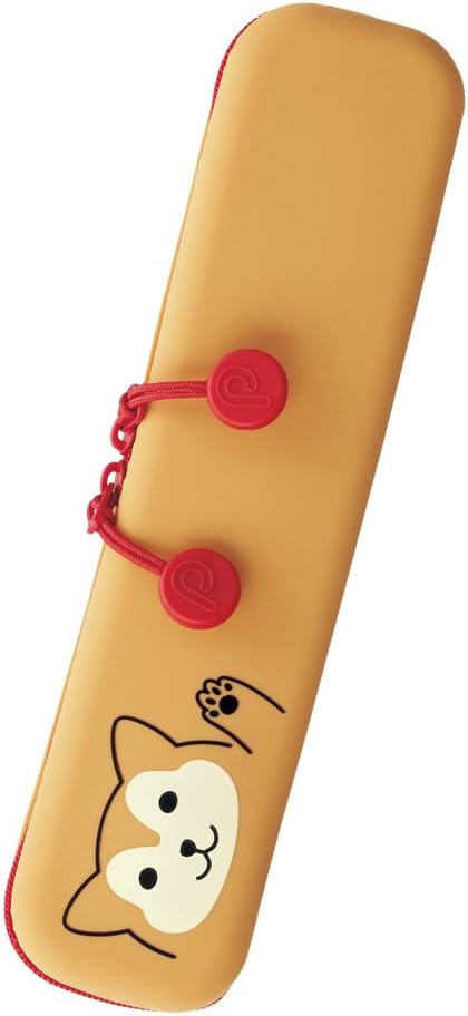 LIHIT LAB PuniLabo Slim Zipper Pen Pouch, 7.9" × 1.9", Shiba Dog (A7717-2), Slim: 7.9 x 1.9 inches