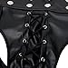 FEESHOW Men's Faux Leather Lace up Shorts Pants Jockstrap Underwear Briefs