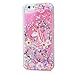 iPhone 6 case, iPhone 6S Case (4.7), Mavis's Diary Bling Glitter Sparkle Flowing Liquid Quicksand Moving Sequins Protective Hard PC Back Cover with Soft TPU Rubber Frame - Painted Unicorn Flower