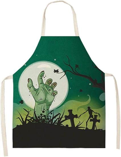 LIUKLAI Halloween Herren Schürze Gedruckte Schürze Kürbis Küche Friseur