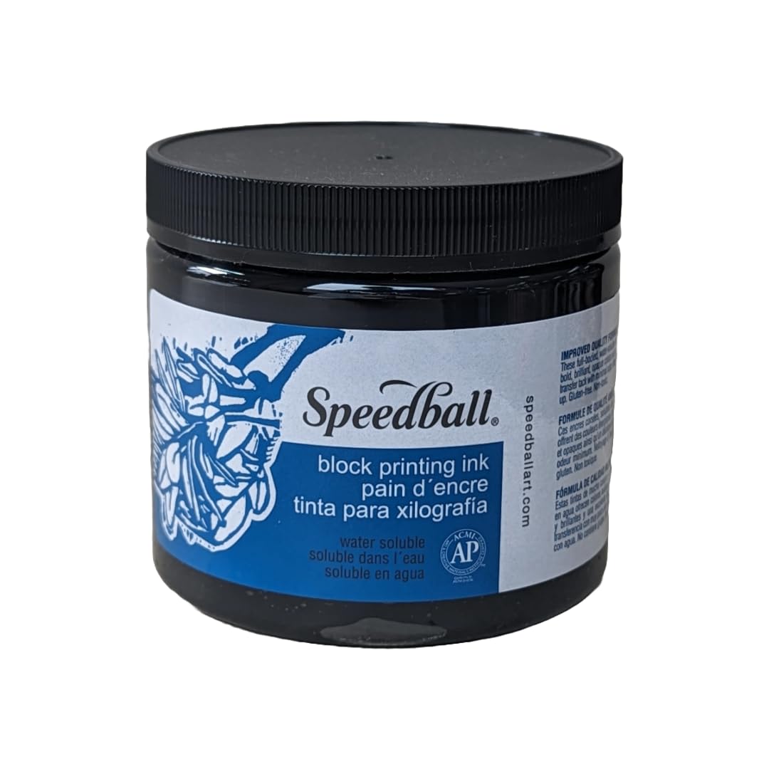 Speedball 16oz Water-Soluble Block Ink Black for Block and Screen Printing, Lino, Artists Kit