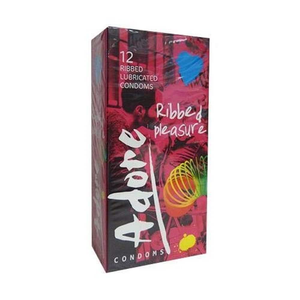 Adore Ribbed Pleasure Condoms - 12 Condoms