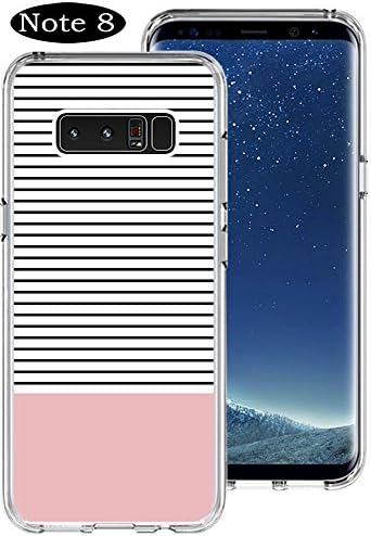 Note 8 Case Rose Gold,Gifun Anti-Slide Clear TPU Flexible Protective Case Cover Compatible with Samsung Galaxy Note 8 - Minimal Stripes and Rose Gold ¡­