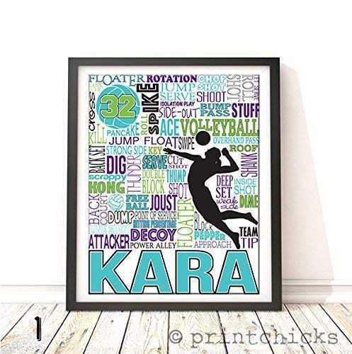 Amazon Com Volleyball Typography Personalized Print Printchicks