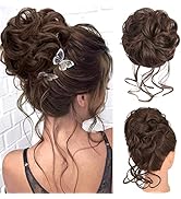 Deethens Messy Hair Bun Hairpiece Curly Tousled Updo Scrunchies Hair Pieces Ponytail Hair Extensi...