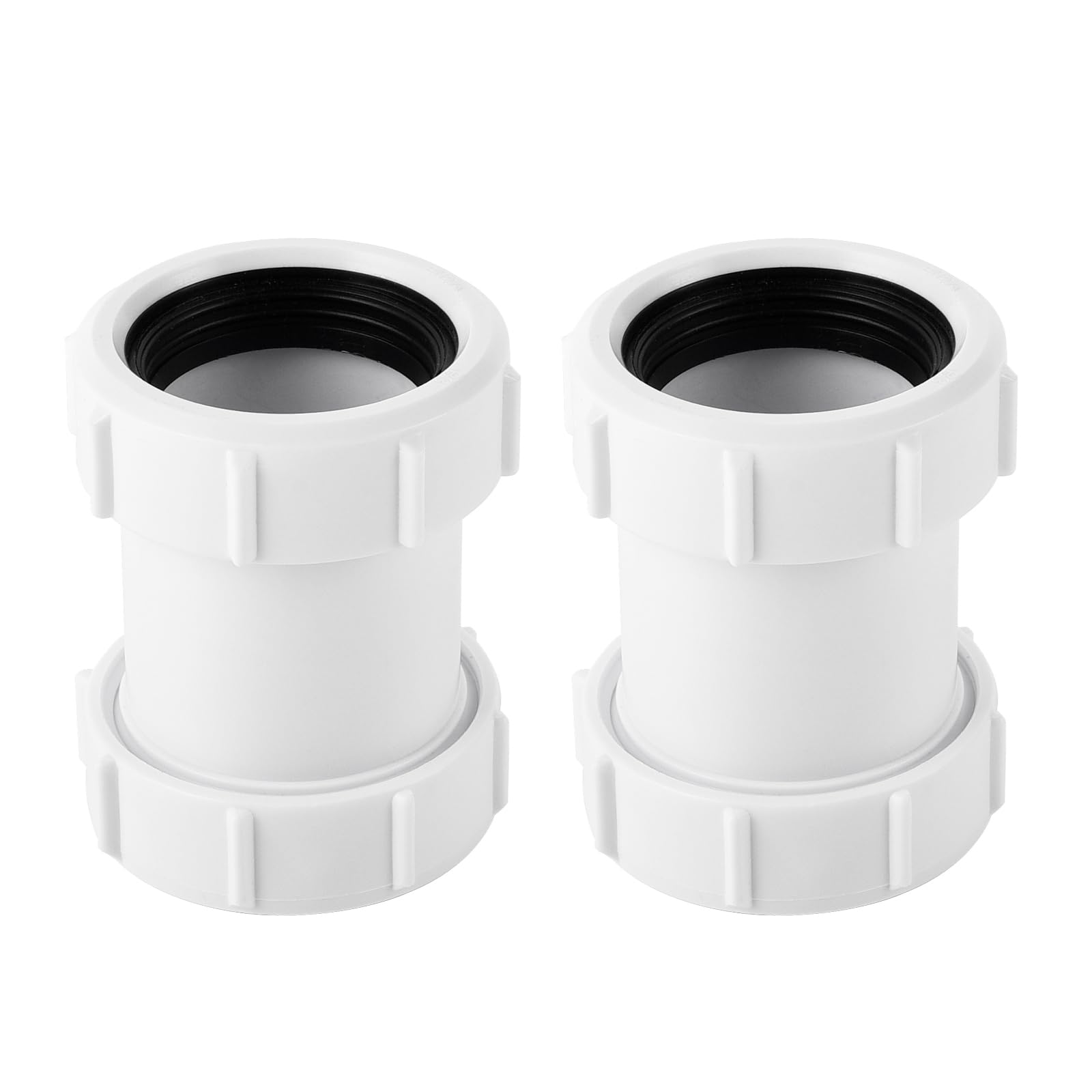 Straight Pipe Connector 40mm PVC Pipe Connector Compression Joiner Coupling Fit 1/2" Bath Waste Pipe Joiner (Pack of 2)